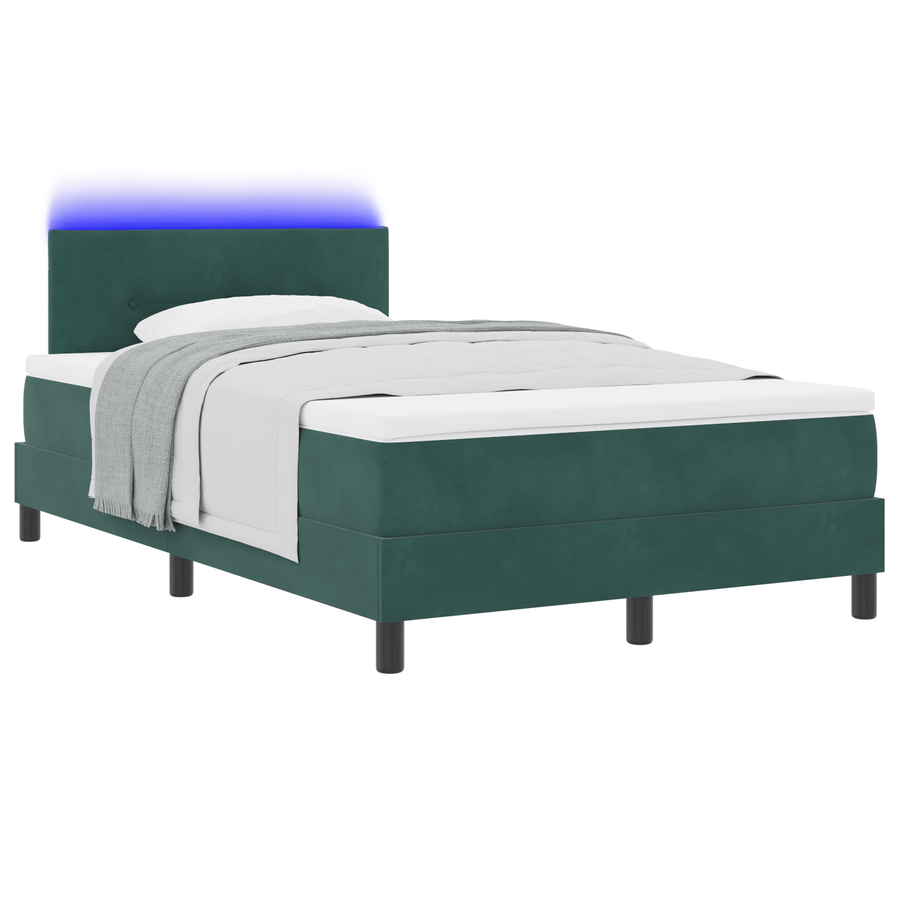 Boxspringbed met Matras & LED Donkergroen 120x200 cm Fluweel