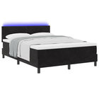LED Velvet Box Spring Bed with Mattress Black 140 x 190 cm