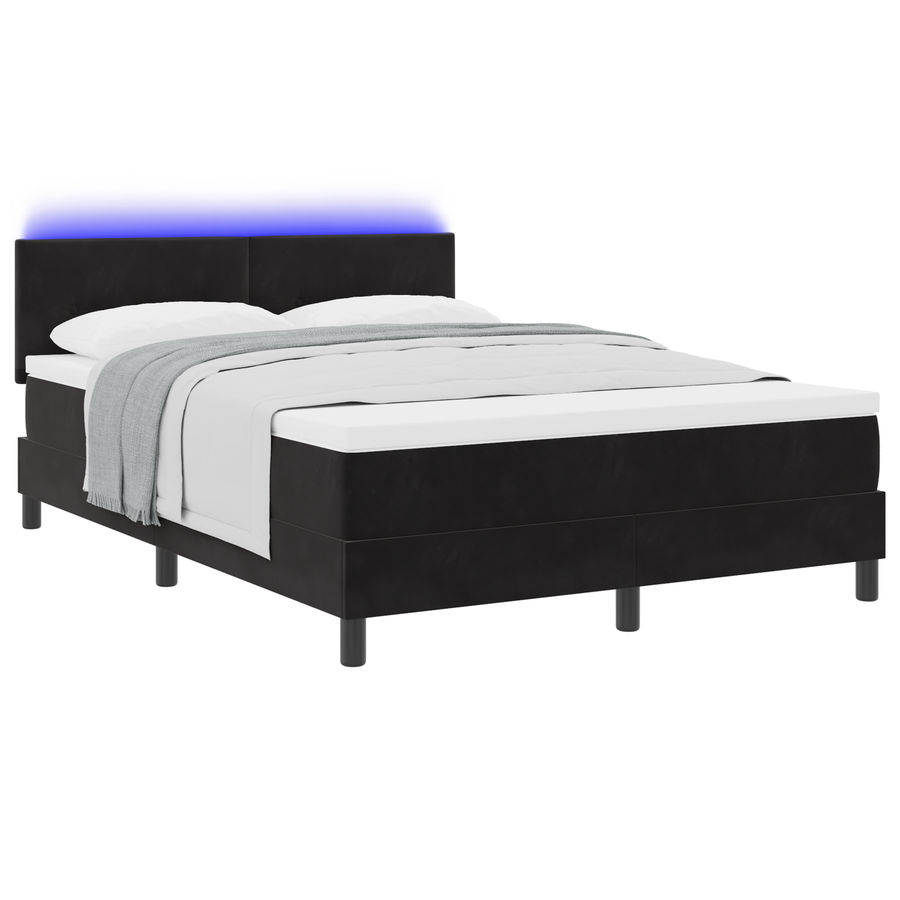 Boxspringbed met matras en LED fluweel zwart 140x200 cm