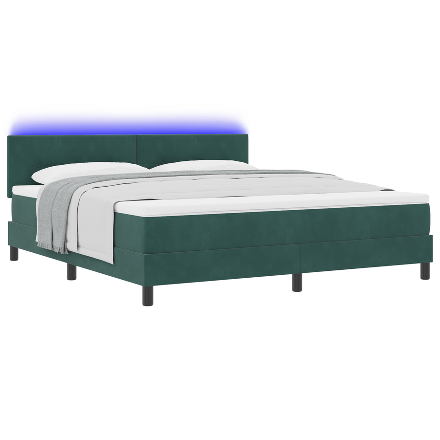 Boxspringbed met matras en LED fluweel donkergroen 180x200 cm