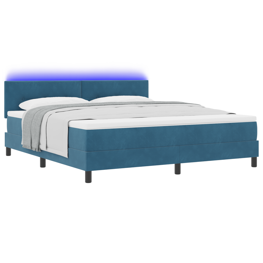 Boxspringbed met matras en LED fluweel donkerblauw 180x200 cm