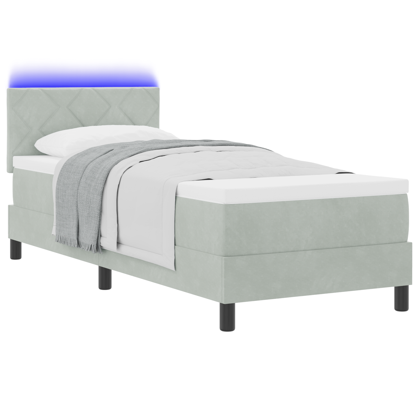 Boxspringbed met matras en LED fluweel lichtgrijs 80x200 cm