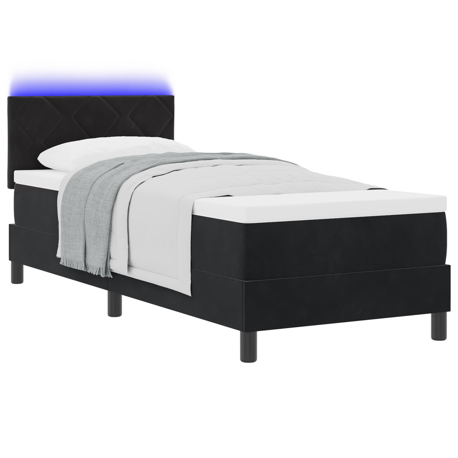 Boxspringbed met matras en LED fluweel zwart 80x200 cm