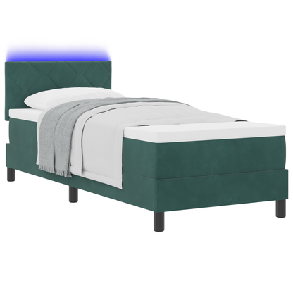 Boxspringbed met matras en LED fluweel donkergroen 80x200 cm