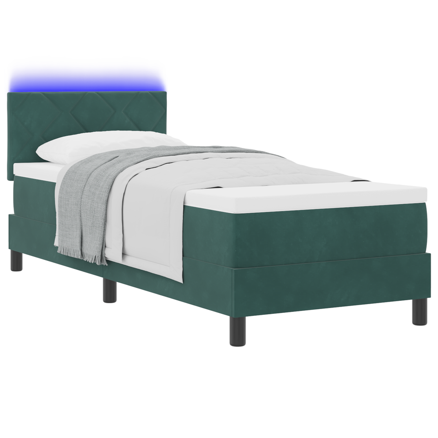 Boxspringbed met matras en LED fluweel donkergroen 80x200 cm