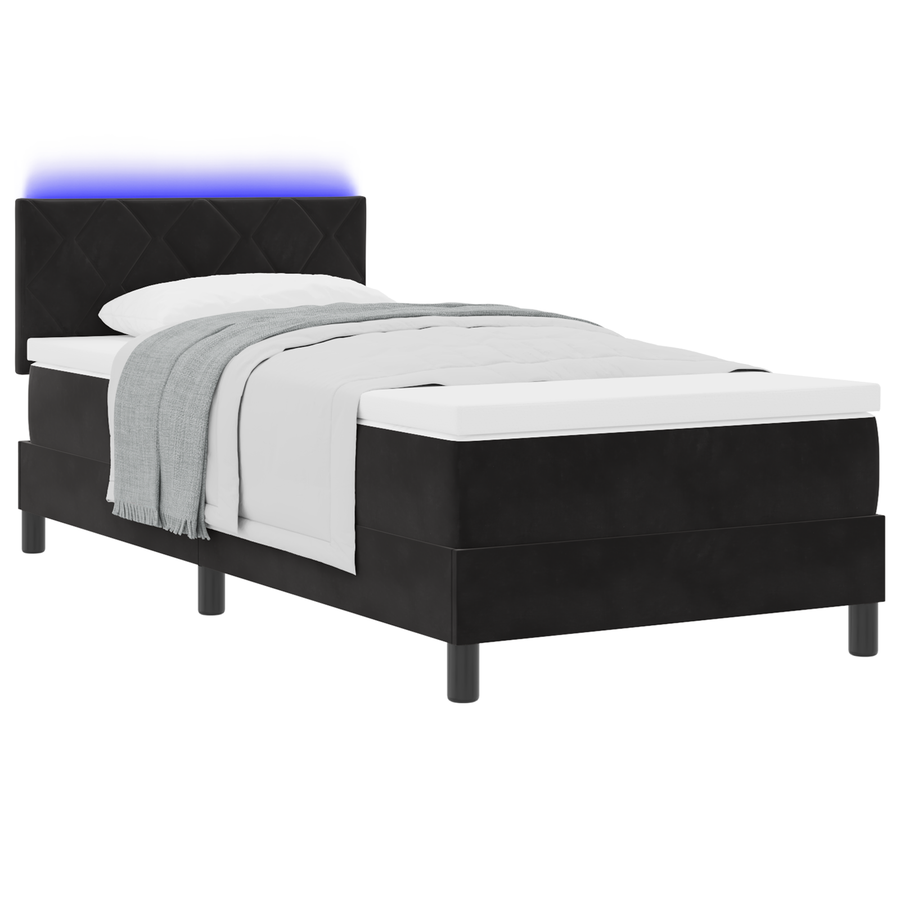 Boxspring Bed met Matras & LED Zwart 90x190 cm Fluweel