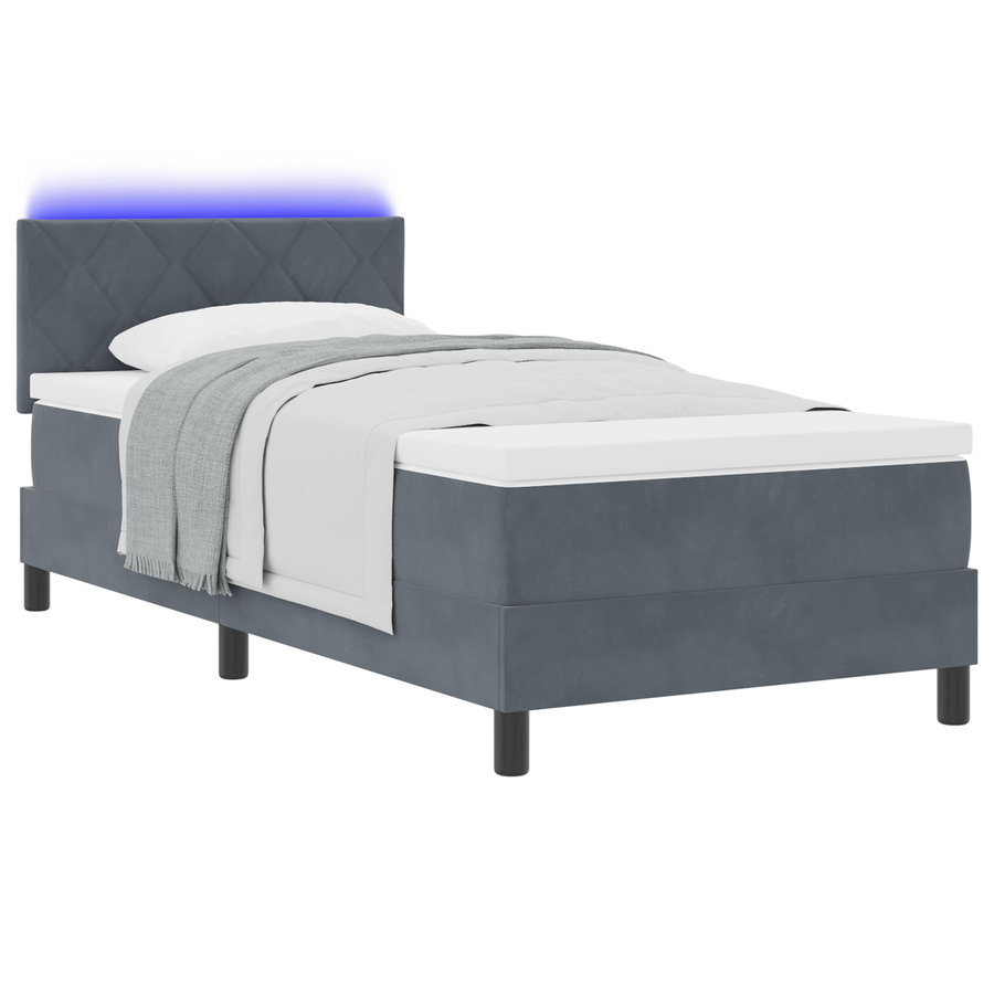 Boxspringbed met matras en LED fluweel donkergrijs 100x200 cm