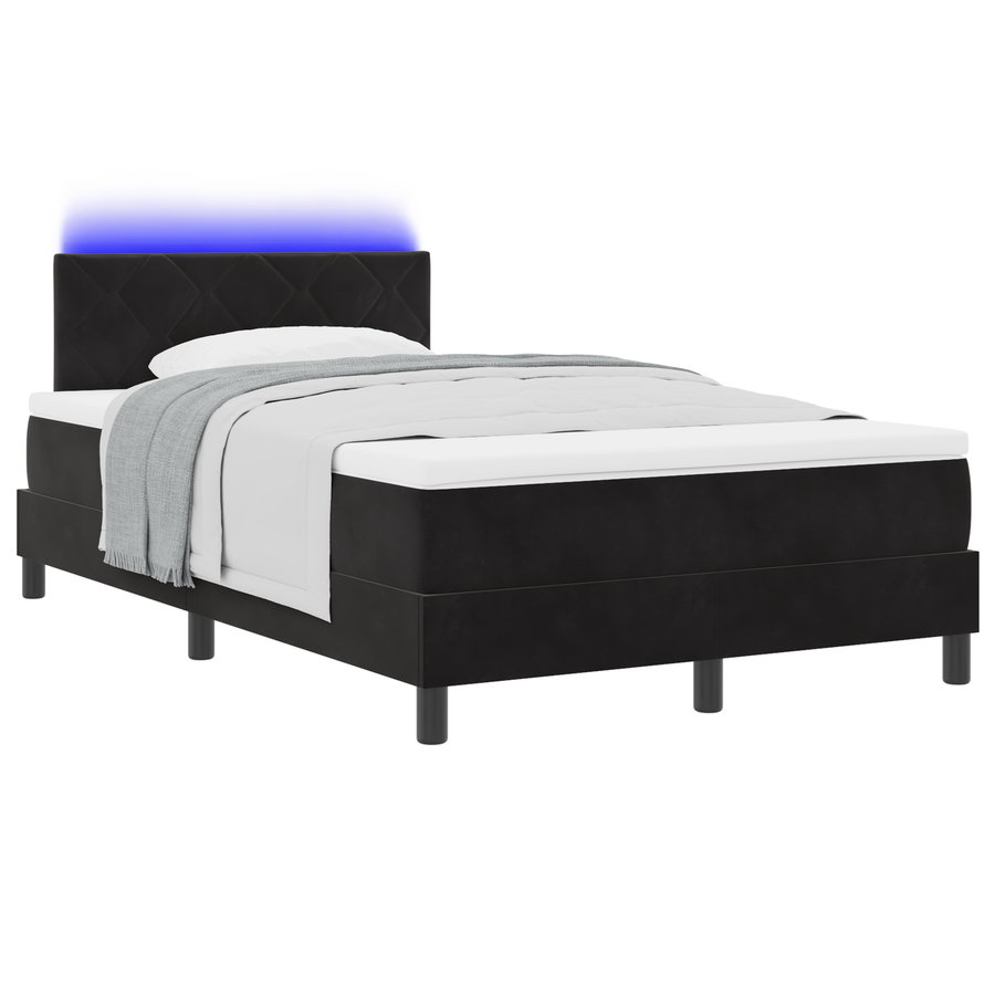 Boxspringbed met matras en LED fluweel zwart 120x190 cm