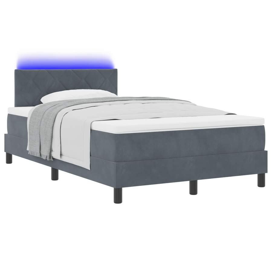 Boxspringbed met matras en LED fluweel donkergrijs 120x200 cm