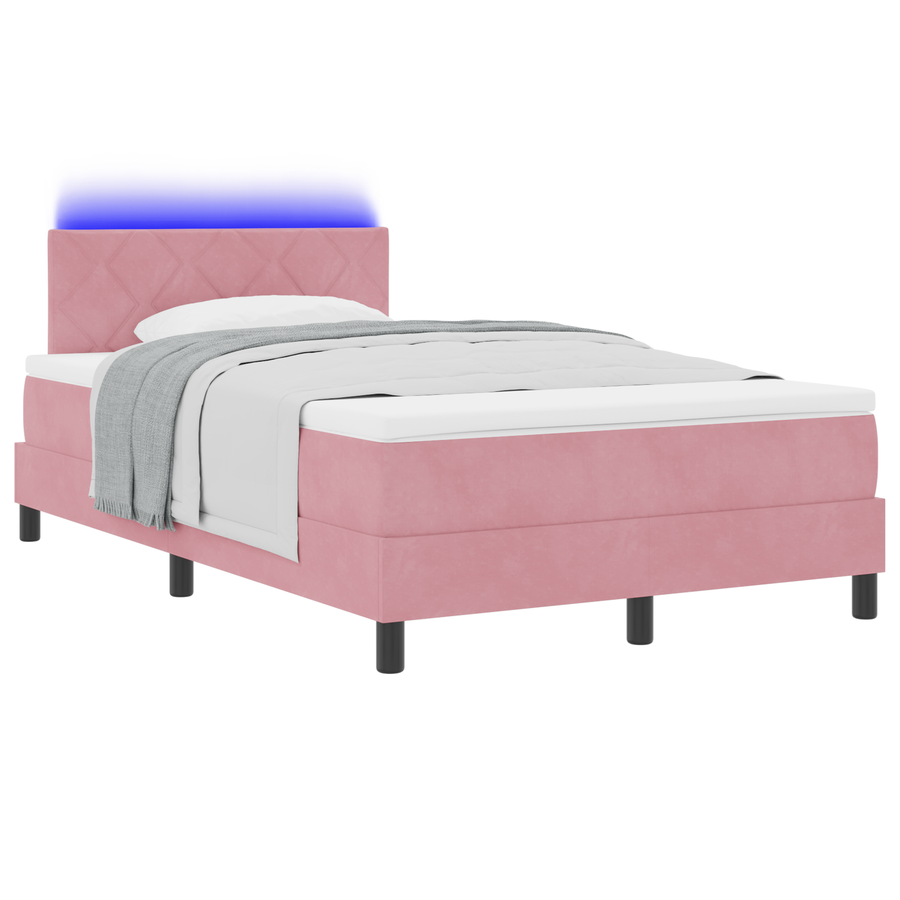 Boxspringbed met matras en LED fluweel roze 120x200 cm