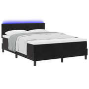 LED Box Spring Bed with Mattress Black 140 x 200 cm Velvet