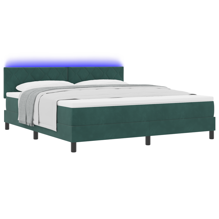 Boxspringbed met matras en LED fluweel donkergroen 180x200 cm