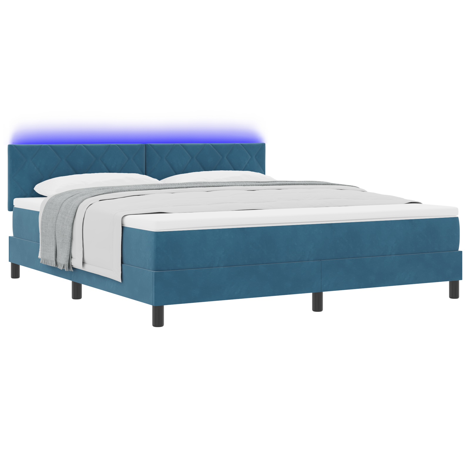 Boxspringbed met matras en LED fluweel donkerblauw 180x200 cm