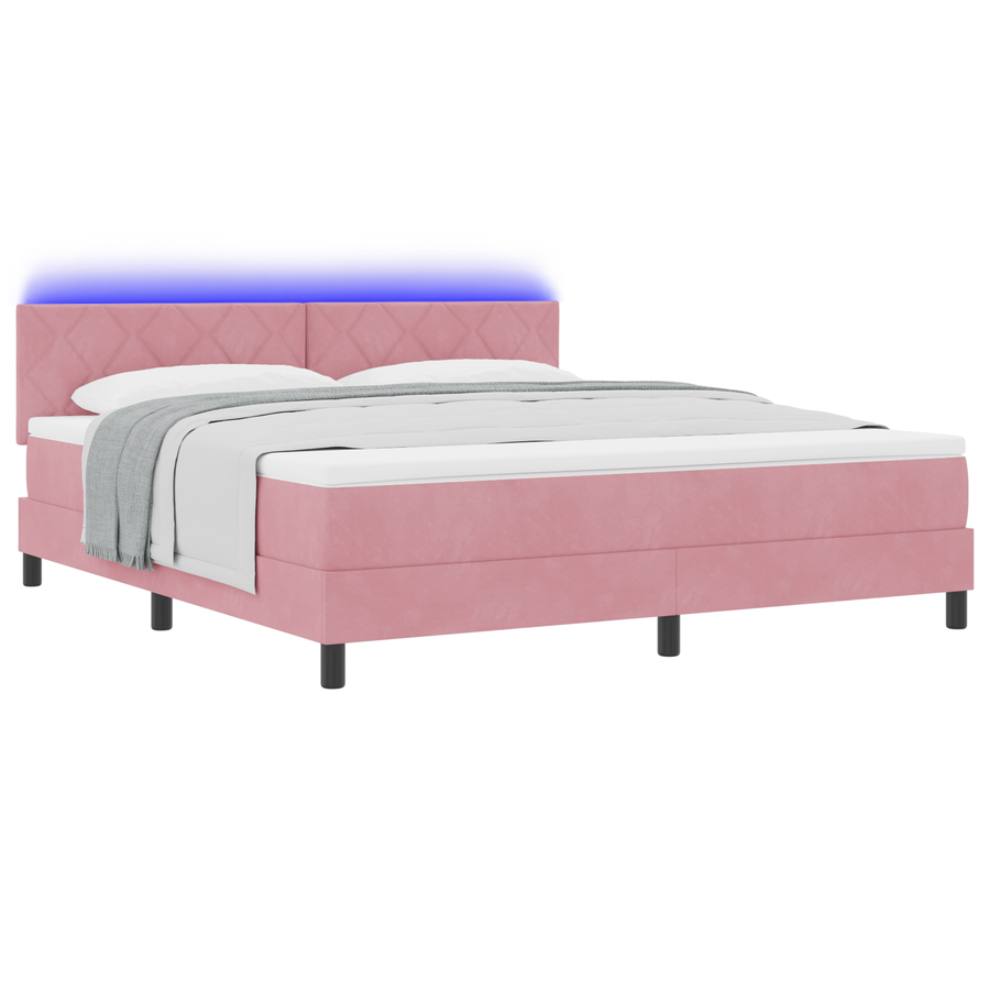 Boxspringbed met matras en LED fluweel roze 180x200 cm