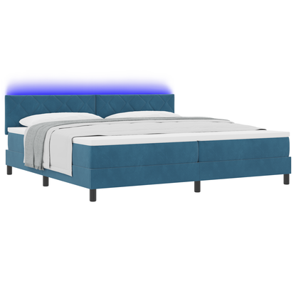 Boxspringbed met matras en LED fluweel donkerblauw 200x200 cm