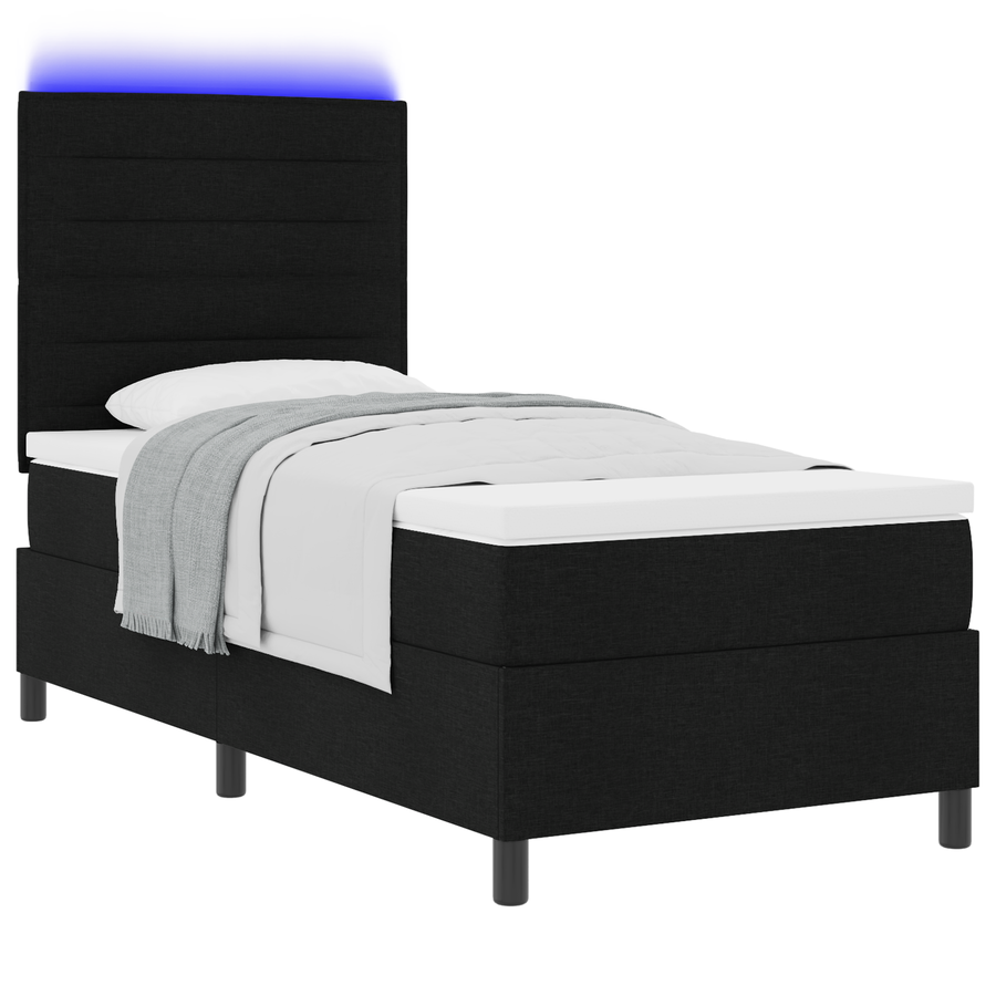 Boxspringbed met matras en LED stof zwart 90x190 cm
