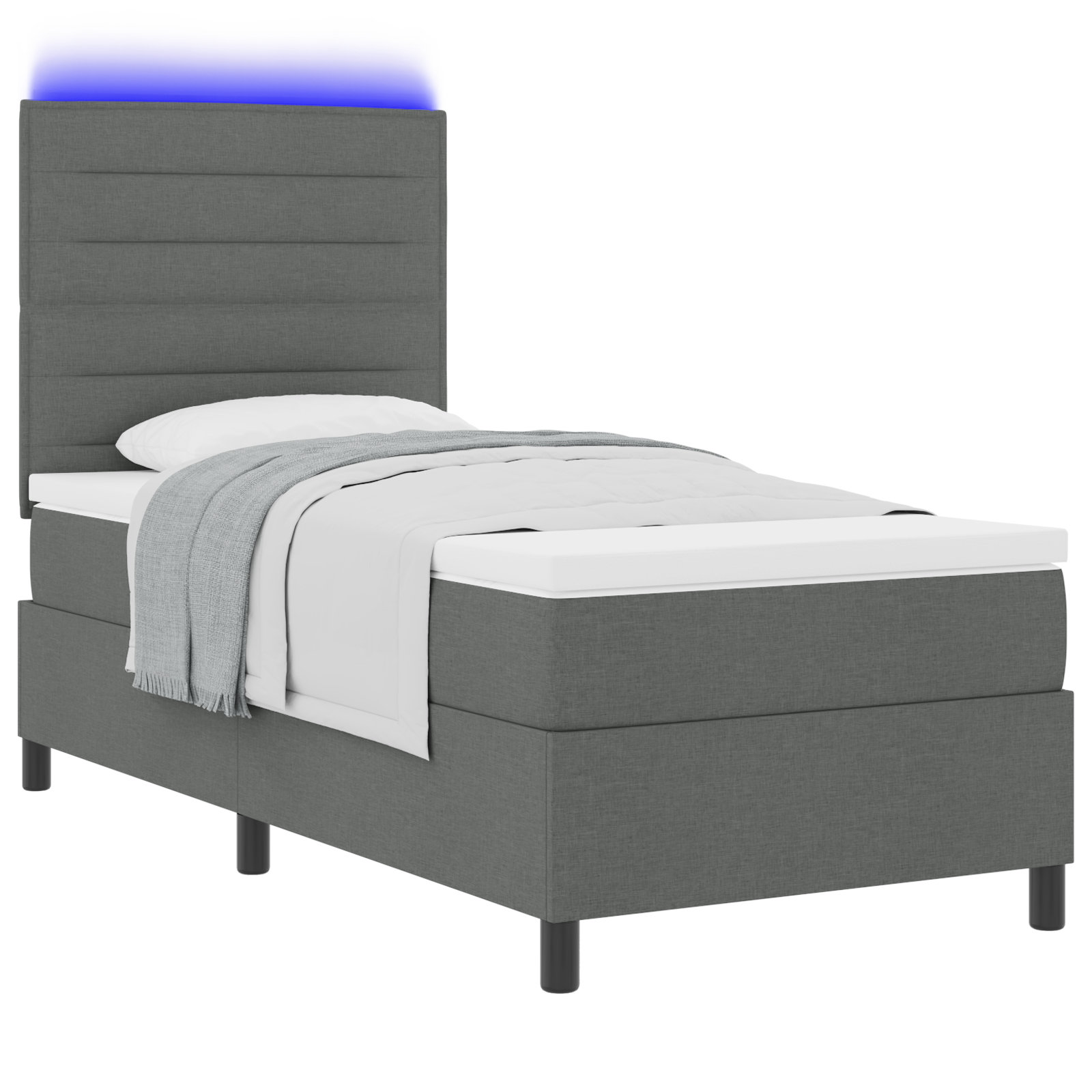 Boxspringbed met matras en LED stof donkergrijs 100x200 cm