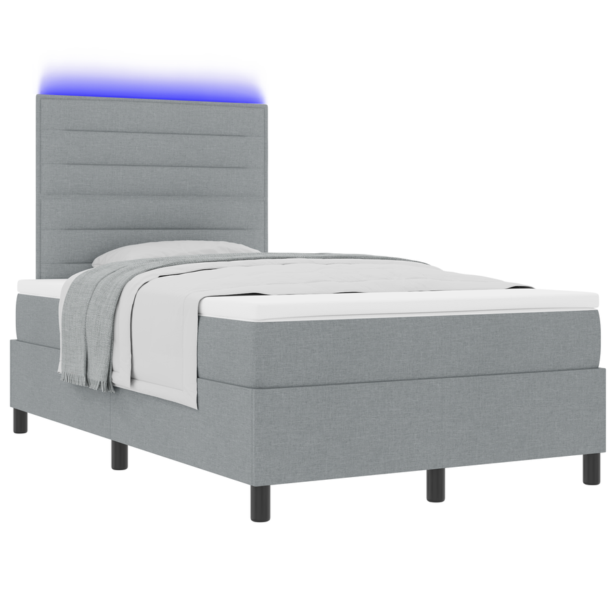 Boxspringbed met matras en LED stof lichtgrijs 120x200 cm