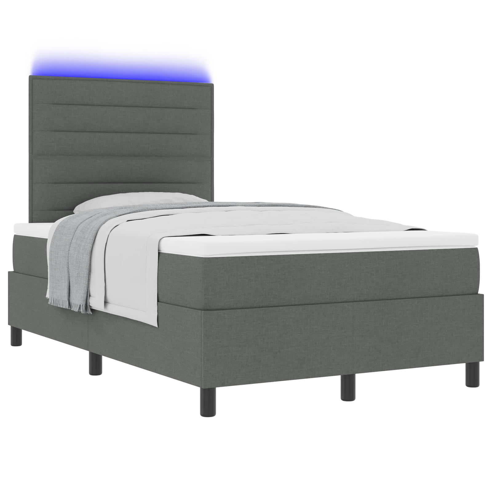Boxspringbed met matras en LED stof donkergrijs 120x200 cm