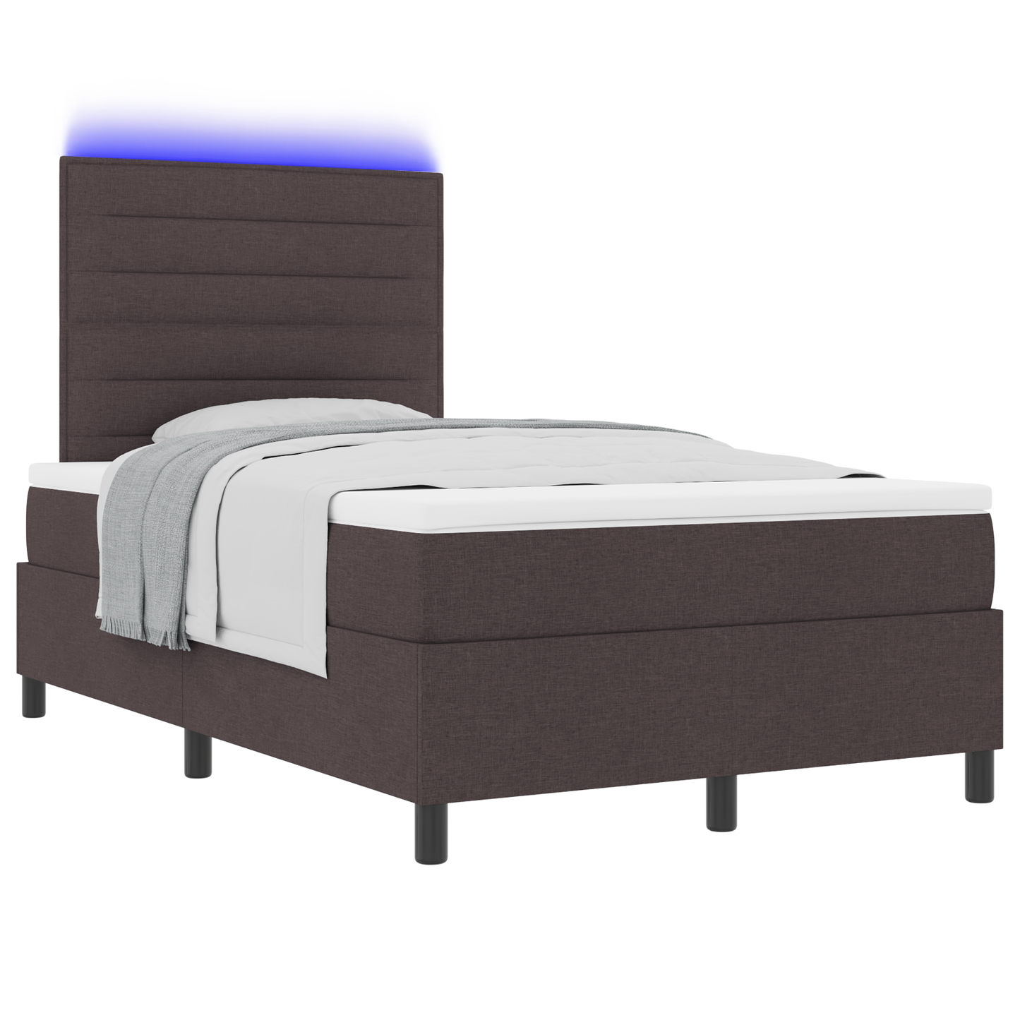 Boxspringbed met matras en LED stof donkerbruin 120x200 cm
