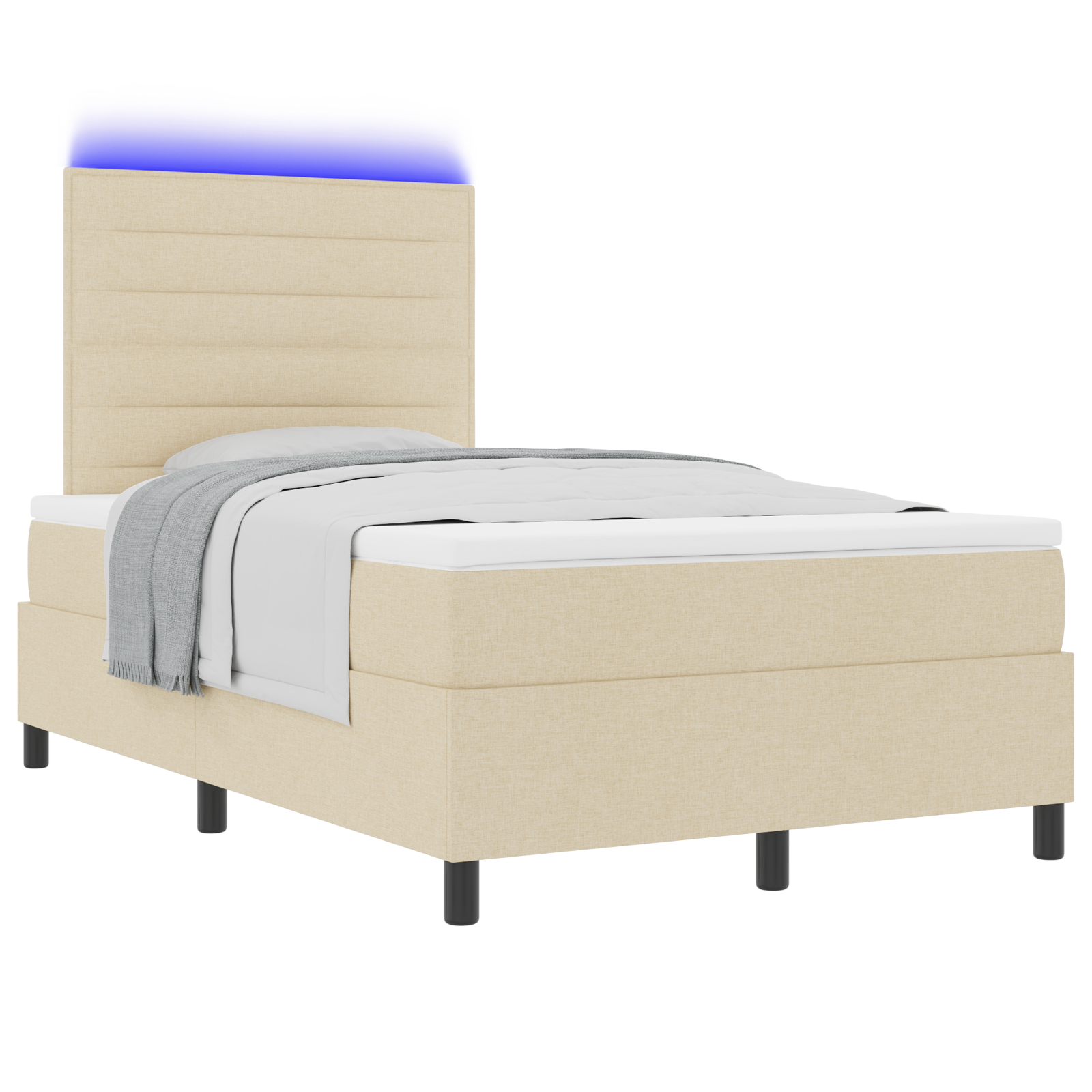Boxspringbed met matras en LED stof crèmekleurig 120x200 cm