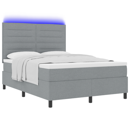 Boxspringbed met matras en LED stof lichtgrijs 140x190 cm