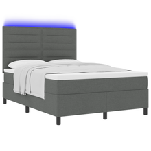 Boxspringbed met matras en LED stof donkergrijs 140x190 cm