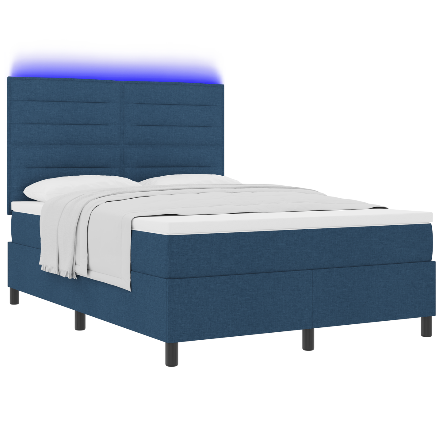 Boxspringbed met matras en LED stof blauw 140x190 cm