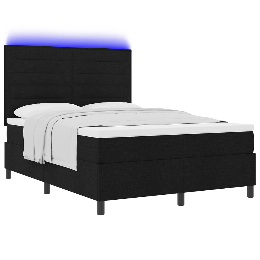 Boxspringbed met matras en LED stof zwart 140x200 cm