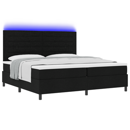 Boxspringbed met Matras en LED in Zwart 200x200 cm Stof