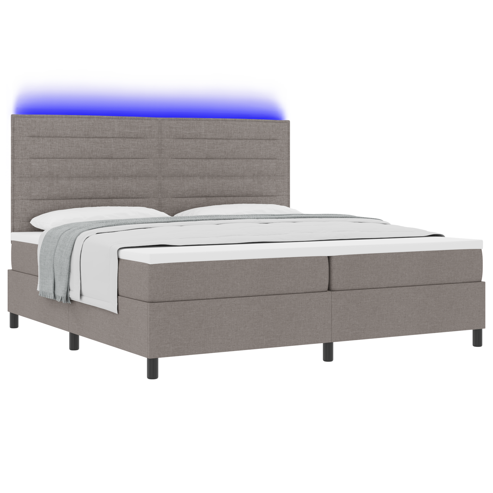 Boxspringbed met matras en LED stof taupe 180x200 cm
