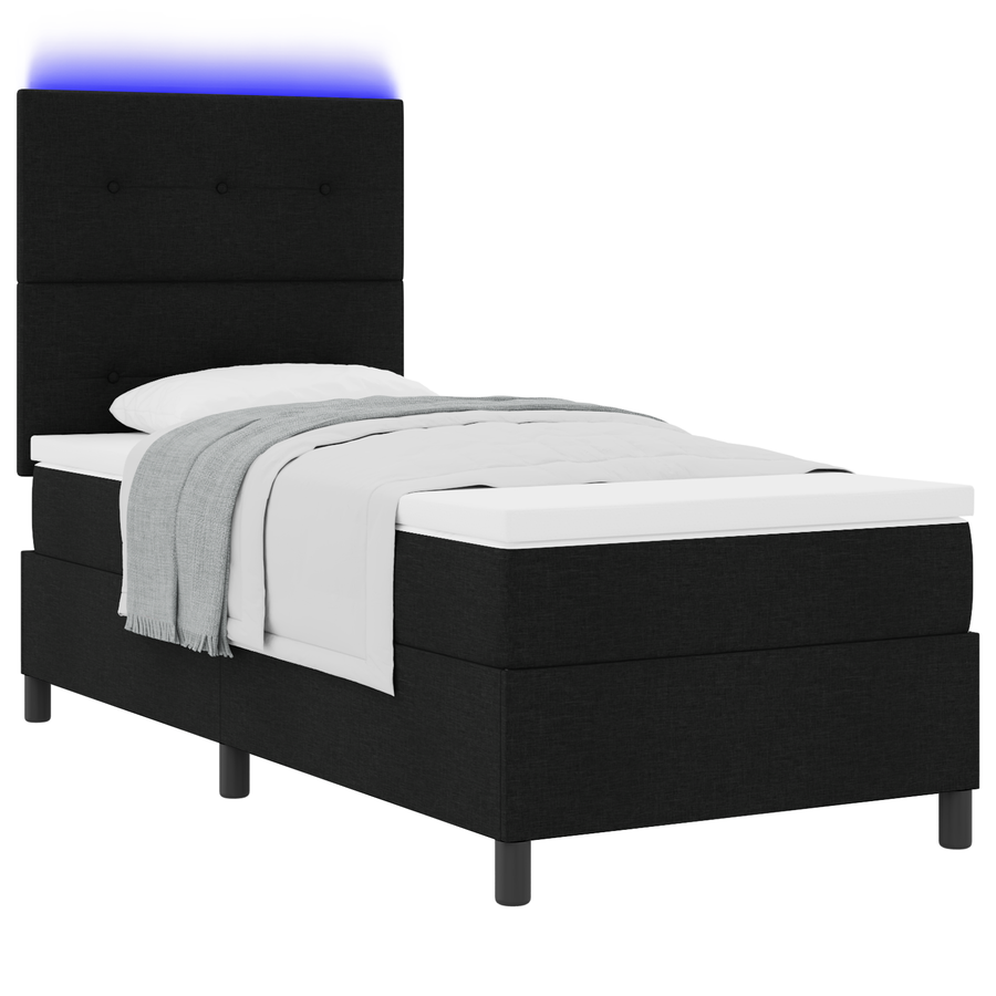 Boxspring Bed met Matras & LED Zwart 80x200 cm Stof