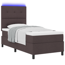 Boxspringbed met matras en LED stof donkerbruin 90x190 cm