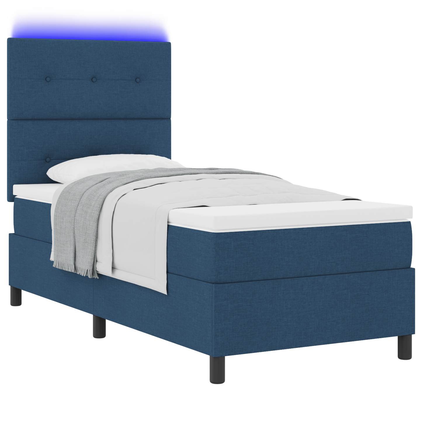 Boxspringbed met matras en LED stof blauw 90x190 cm