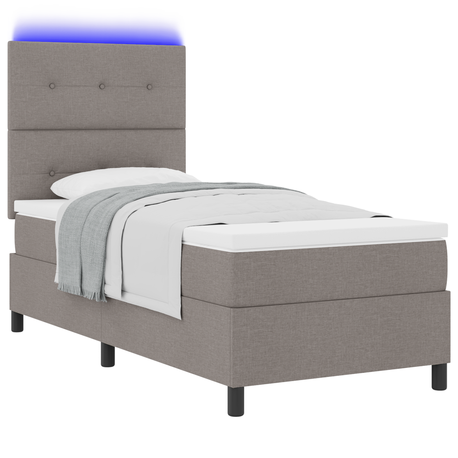 Boxspringbed met matras en LED stof taupe 90x200 cm