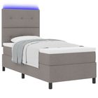 Box spring bed with mattress with LED Taupe 100 x 200 cm Fabric