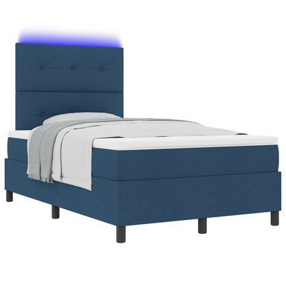 Boxspringbed met matras en LED stof blauw 120x200 cm