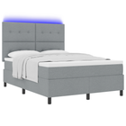 Box spring bed with mattress with LED Light Grey 140 x 200 cm Fabric