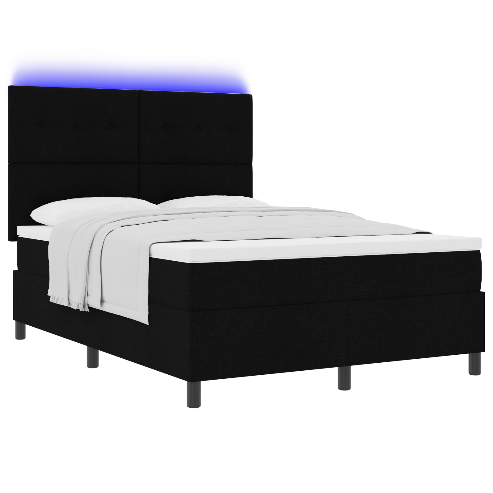 Boxspringbed met matras en LED stof zwart 140x200 cm