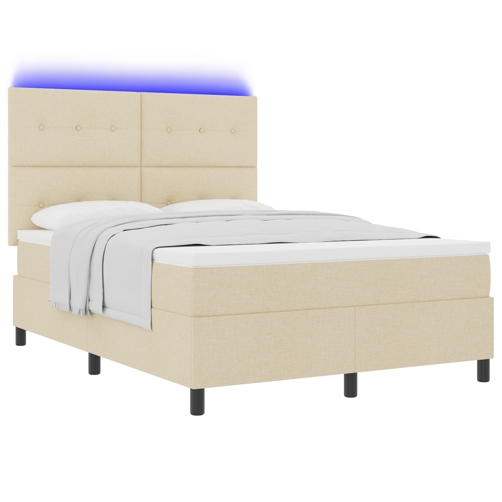 Boxspringbed met matras en LED stof crèmekleurig 140x200 cm
