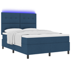 Box spring bed with mattress with LED Blue 140 x 200 cm Fabric