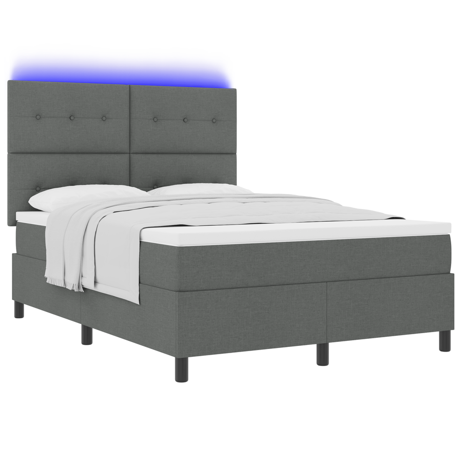 Boxspringbed met matras en LED stof donkergrijs 160x200 cm