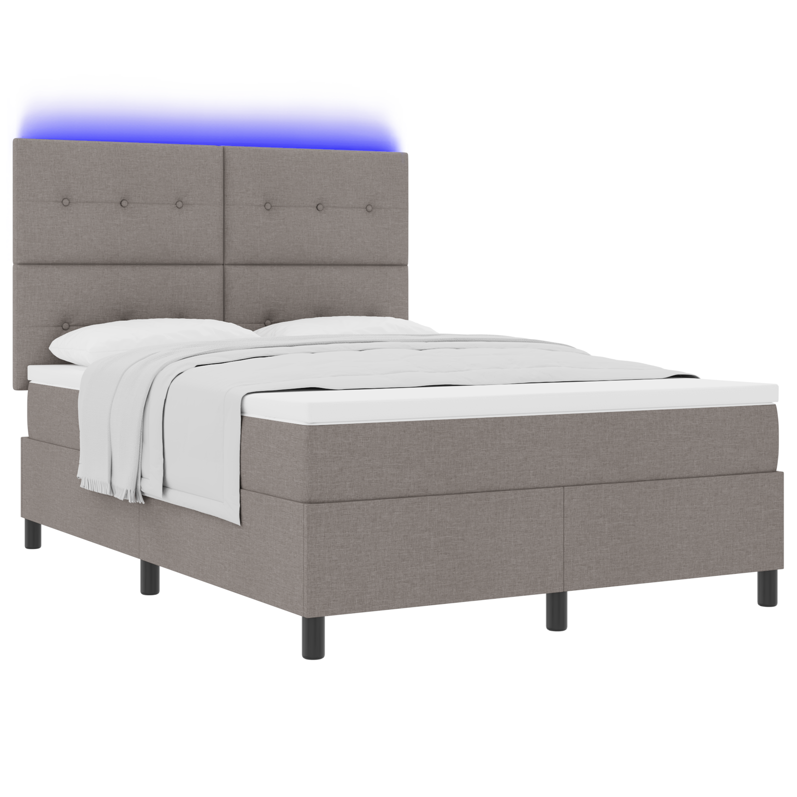 Boxspringbed met matras en LED stof taupe 160x200 cm