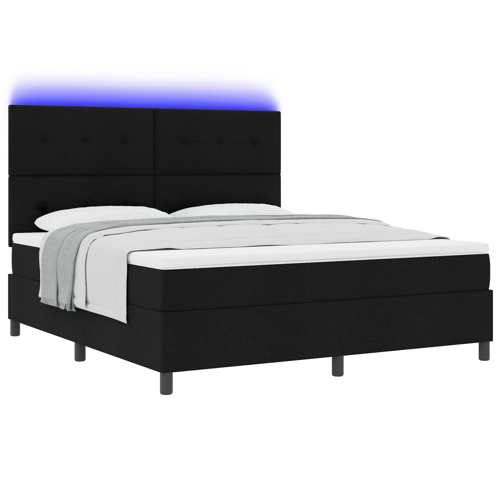 Boxspringbed met matras en LED stof zwart 180x200 cm