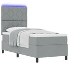 Box spring bed with mattress with LED Light grey 80 x 200 cm Fabric