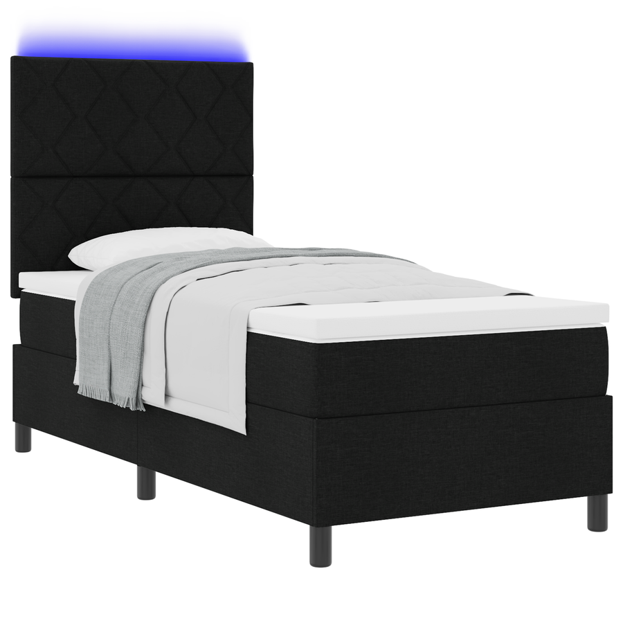 Boxspringbed met Matras & LED Zwart 100x200 cm Stof