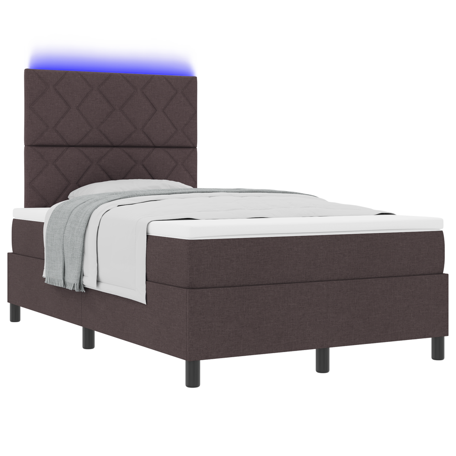 Boxspring Bed met Matras & LED Donkerbruin 120x190 cm Stof