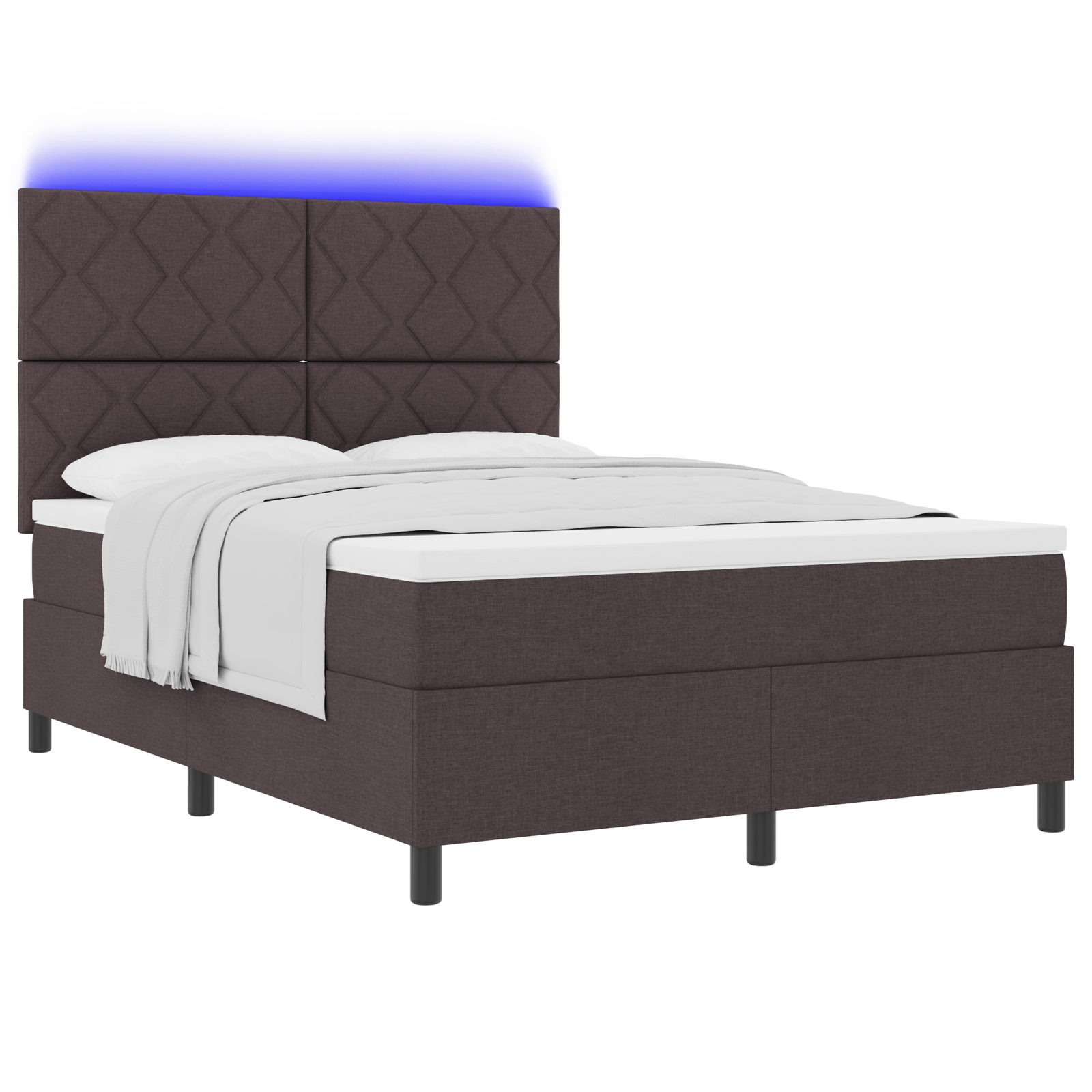 Boxspringbed met Matras & LED Donkerbruin 140x200 cm Stof