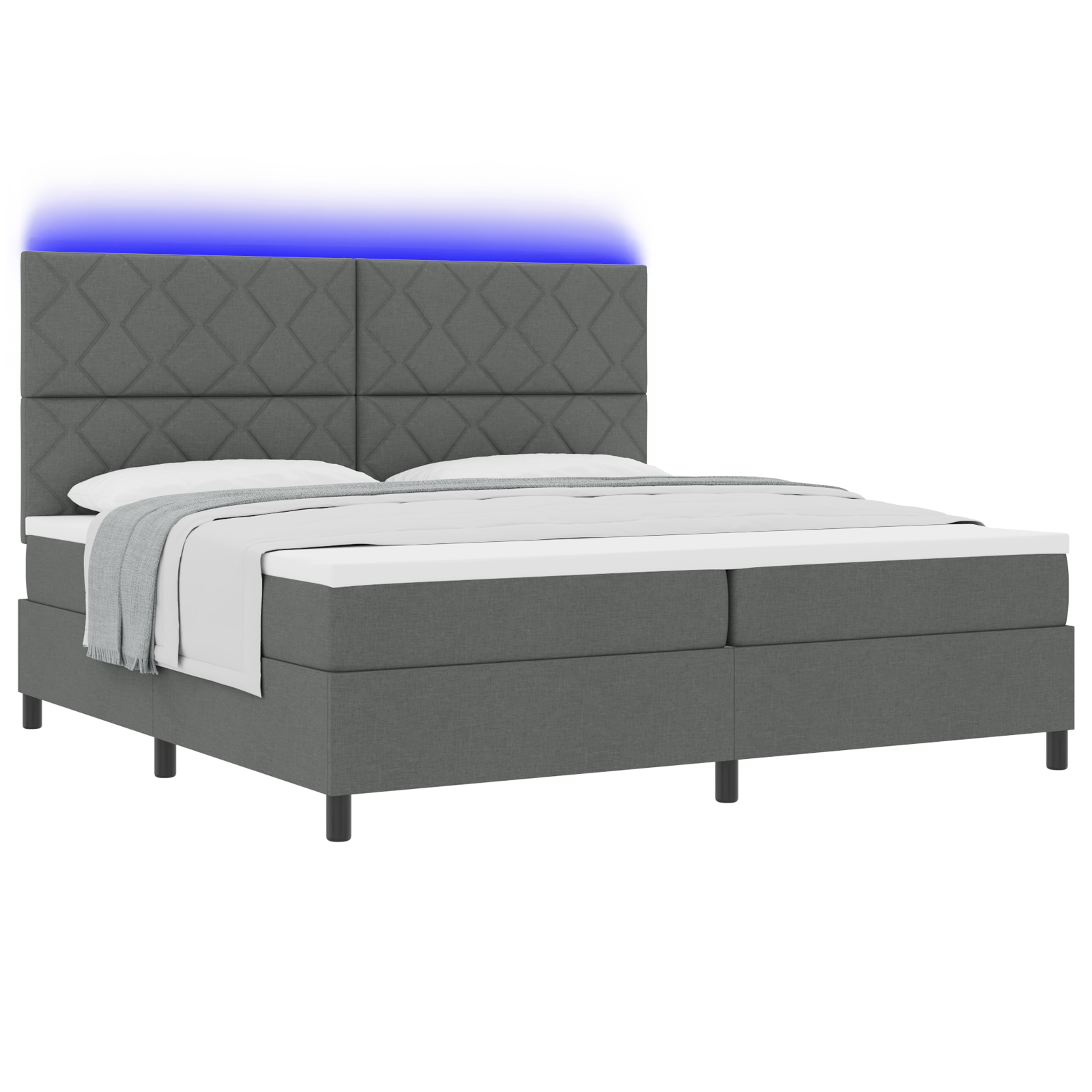 Boxspring Bed met Matras & LED Donkergrijs 200x200 cm Stof