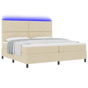 Box spring bed with mattress with LED Cream 200 x 200 cm Fabric
